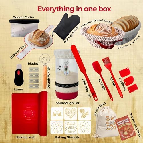 Sourdough Starter Kit for Beginners, 34oz Jar & Complete Baking Tools