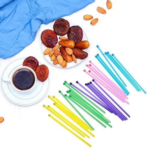 Mudder 100 Pieces Disposable Plastic Crystal Swizzle Sticks, Multi