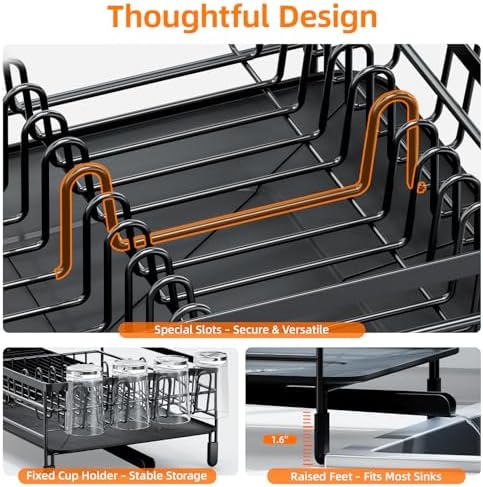 Urackify Extendable Dish Drying Rack, 18.5"-26.7" L x 12.7" W
