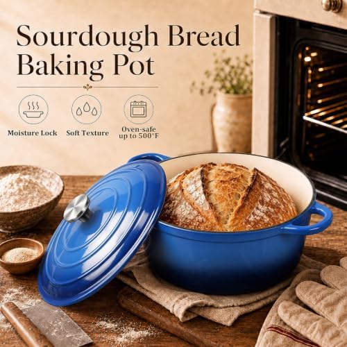 5-Piece Enameled Cast Iron Cookware Set, Dutch Oven, Saucepan & 3 Skillets