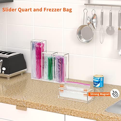 FEMELI Food Bag Storage Organizer Acrylic Kitchen Drawer Baggie Box