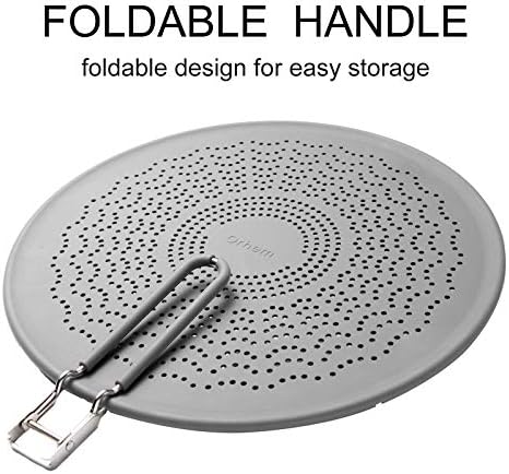 13” Silicone Splatter Screen Pan Cover with Folding Handle, Heat