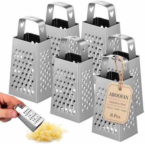 ABOOFAN 6Pcs Mini Box Graters, 4-Sided Stainless Steel Cheese Grater &
