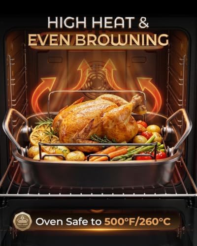 Nonstick Turkey Roasting Pan with 2 Racks & Injector Kit