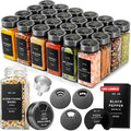 EDELHAUS Glass Spice Jars with Label, Space Gray Sprinkle Lids