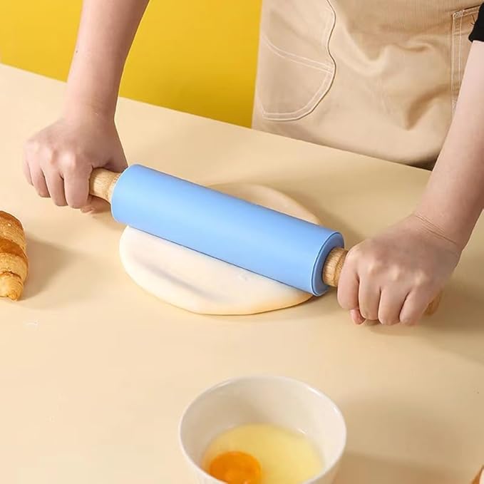 Silicone Rolling Pin with Wooden Handle - Image 6