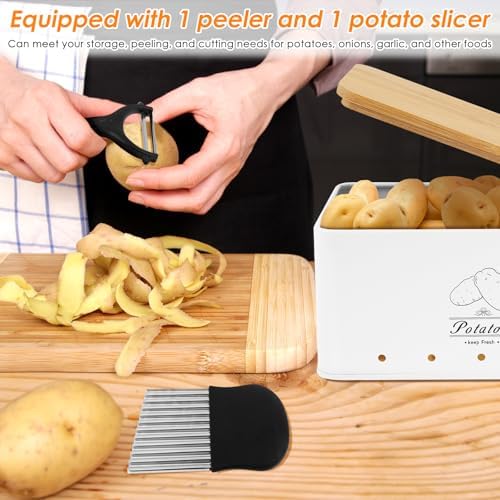 5 Pcs Potato Onion Garlic Storage Set, with Peeler and Crinkle Cutter