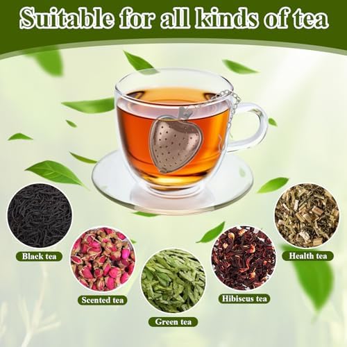 50 Pack Tea Strainer, Stainless Steel Tea Infuser, Heart Tea Ball for