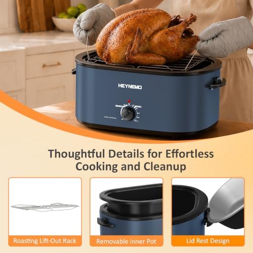 30Qt Electric Roaster Oven, with Self-Basting Lid, Removable Pan