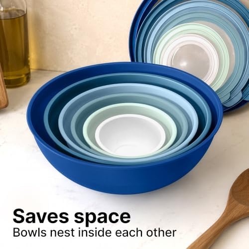 Zulay Kitchen 12 Piece Plastic Mixing Bowls with Lids Set - Leak-Proof