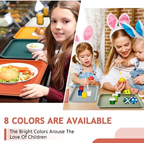 Gerrii 18 Pcs Plastic Fast Food Tray Bulk, 9 Colors, 12 x 9 Inch