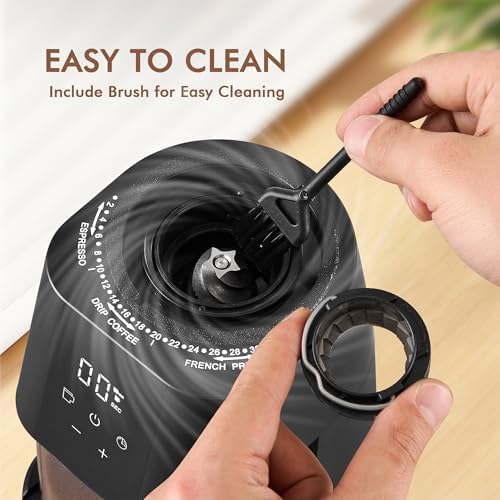 AYCHIRO Electric Burr Coffee Grinder, 30 Settings, Black