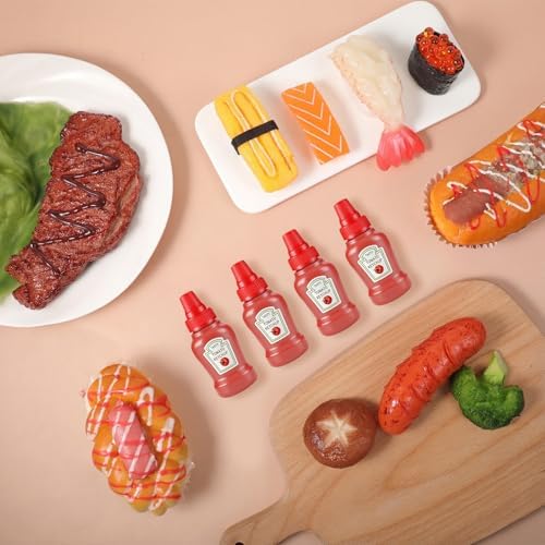 4 Pcs 1oz Mini Sauce Bottles, Mini Condiment Squeeze Bottles, Mini