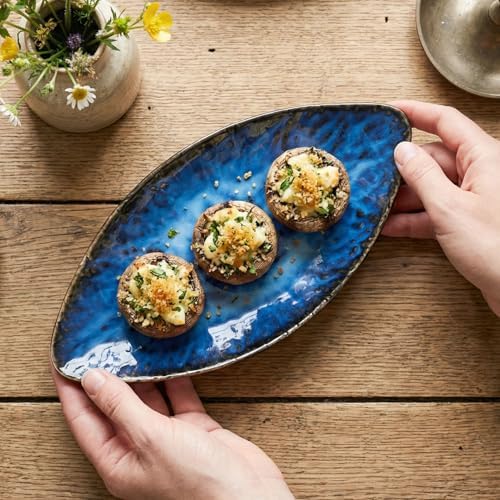 Ceramic Serving Platters - Set of 4 Oval Platters for Entertaining