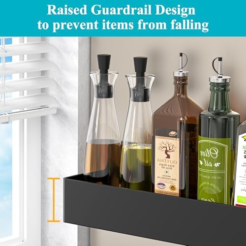 HuggieGems 4 Pack Black Magnetic Refrigerator Spice Racks