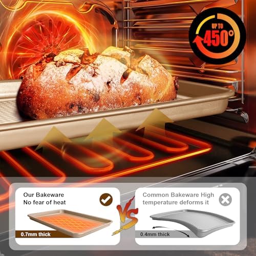 Wildone Baking Sheet Pan Set of 2, Honeycomb Embossed Nonstick Cookie
