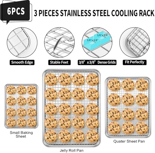 CEKEE Baking Sheet with Wire Rack Set of 6