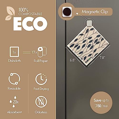 Eulnars Reusable Paper Towels, 8-Pack Swedish Dishcloths for Kitchen