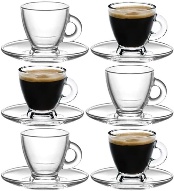 BOHEM'S Espresso Cups, 3.2 oz Small Demitasse Clear Glass Espresso