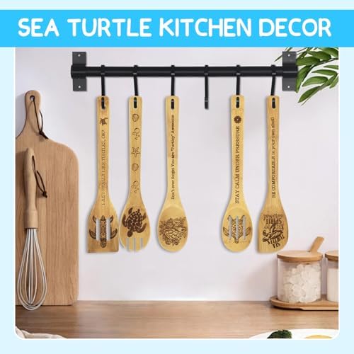 Sea Turtle Gifts for Women 6PCS Unique Sea Turtle Print Bamboo Spoons