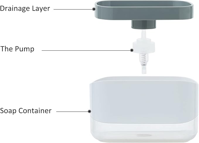 RUFCRIL Soap Pump Dispenser and Sponge Holder, 12oz / 350ml Dish Soap Dispenser - Image 2
