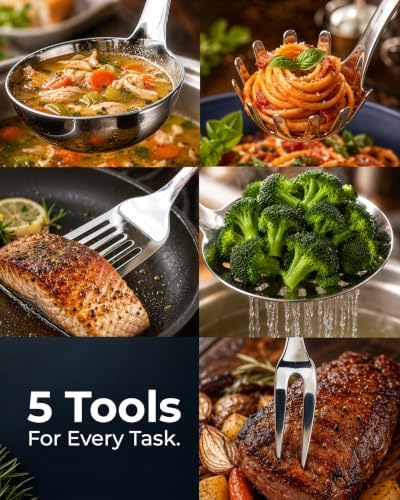 Zulay Kitchen 5-Piece Stainless Steel Cooking Utensil Set