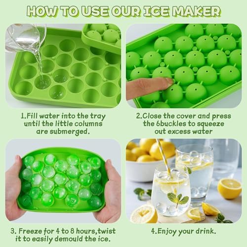 Small Ice Ball Mold,2Pack Easy-Release Small Round Ice Cube Tray for
