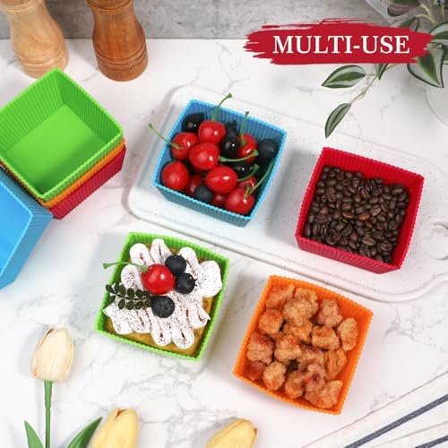Webake 3.5 Inch Jumbo Baking Cups Reusable Silicone Square Cupcake