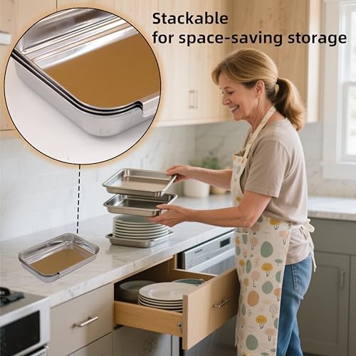 3-Piece Stainless Steel Breading Set – Interlocking Coating Trays for