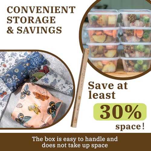 Moukeren Reusable Beeswax Wraps, 3 Rolls, 13 x 40"