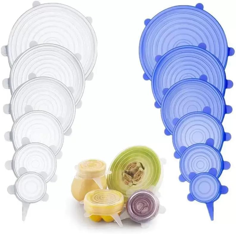 6 Pack Reusable Silicone Stretch Lids, BPA-Free