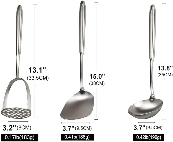 304 Professional Potato Masher, Stainless Steel Cooking Utensils Set, Mirror - Image 5