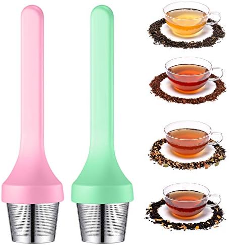 2pcs Tea Infuser,Extra Fine Mesh Tea Cup Filter Silicone Handle