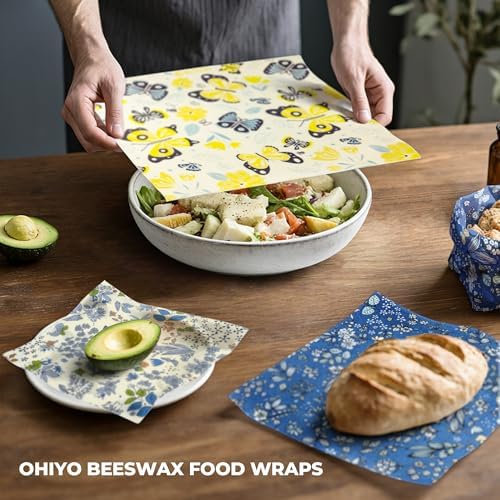 OHIYO Reusable Beeswax Food Wrap, 9 Pack