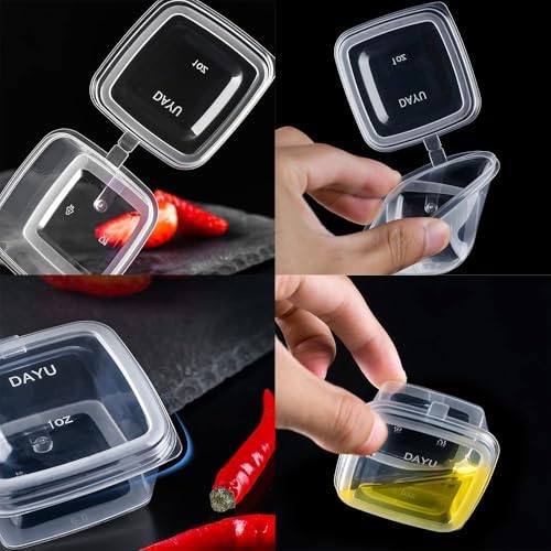 MIUPOO Leak Proof Square Sauce Cup,Plastic Souffle Cups,Disposable