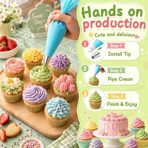 Hendiy 14pcs Large Piping Tips Set, Stainless Steel