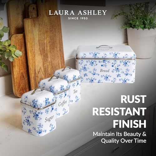 Laura Ashley China Rose Large Bread Box for Kitchen Countertop - Breadbox