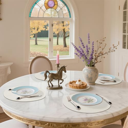 homing Faux Cotton Linen 15 Inch Round Cloth Place mats, Set of 6