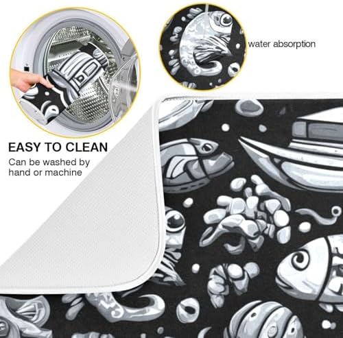 OTVEE Diving Equipment Art Dish Drying Mat for Kitchen Counter