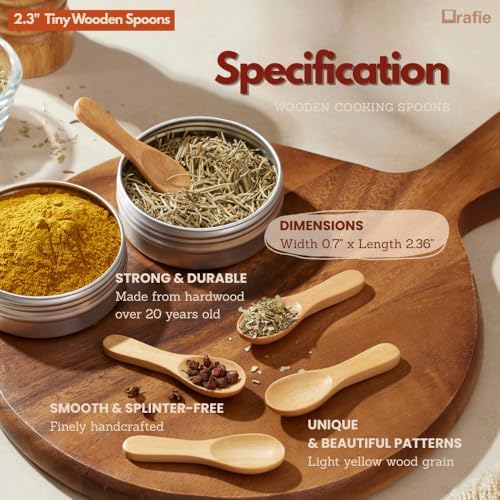 2.3 Inch Tiny Wooden Spoons (5 Pcs) Handmade Mini Spoon for