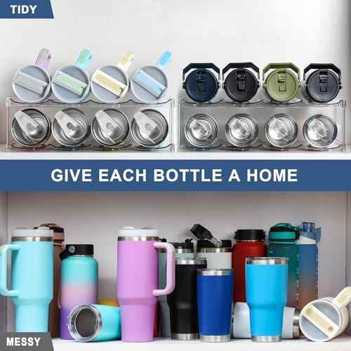 LARGER Compartment - 2 Tier Stackable Water Bottle Organizer Holder