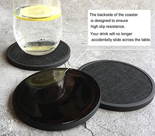 Absorbent Coasters for Drinks with Holder - 6packs, Silicone Coaster