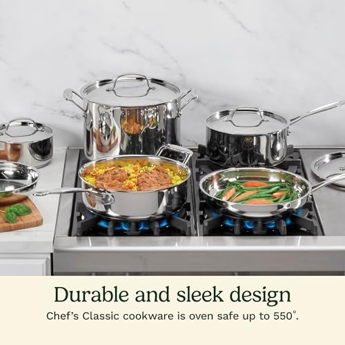 Cuisinart 7-Piece Stainless Steel Pots and Pans Set, Cookware Set