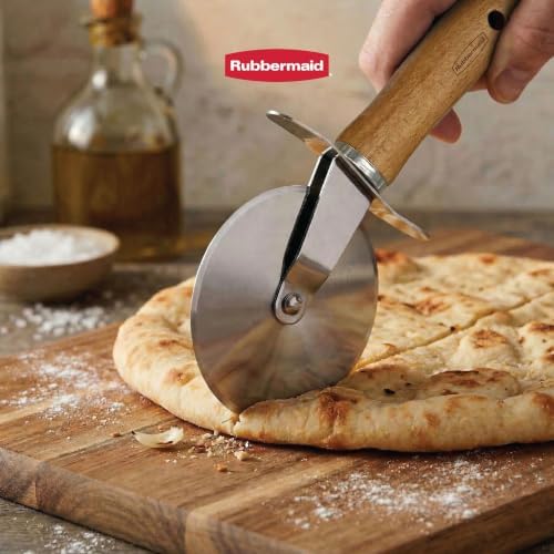 Rubbermaid Beechwood Pizza Cutter Wheel, Heavy Duty Sharp Pizza Slicer