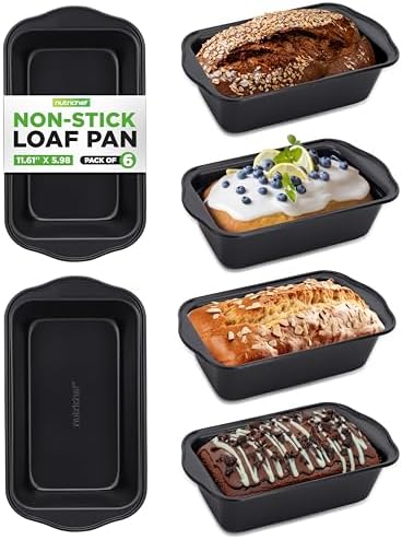 NutriChef Loaf Pans Set of 6 | Non-Stick Premium Bread Pans Quick &