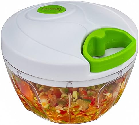 Brieftons Manual Food Chopper, Compact & Powerful Hand Pull Chopper Blender to Chop Onion, Garlic, Vegetables, Fruits, Herbs for Salsa, Salad, Pesto, Hummus, Coleslaw, Puree, Indian Cooking