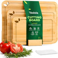 Bamboo Cutting Boards for Kitchen, Wooden Cutting Boards Set with