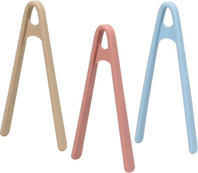 3-Pack Mini Silicone Tongs – 5.5" Small Kitchen Tongs in 3 Colors by Unknown