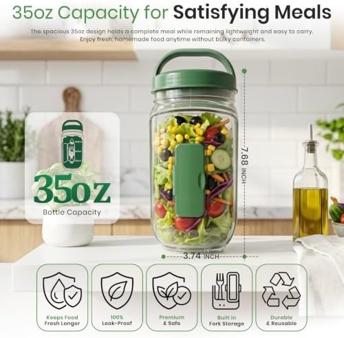 2026 Latest Salad Pod Portable Salad Jar with Leakproof Dressing