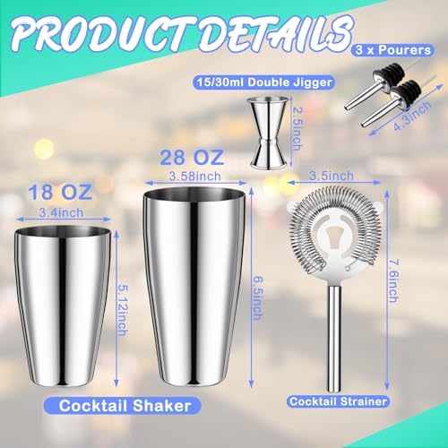 FoldTier 15 Pcs Cocktail Shaker Set Bartender Kit Boston Shaker